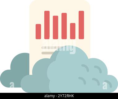 Statistical report with a bar graph is floating on top of a cloud, representing cloud computing and data storage Stock Vector