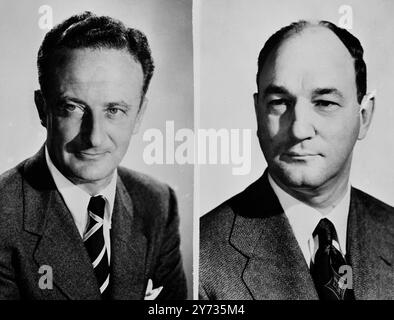 The daily show business paper Variety on the eve of Hollywood 's annual Academy Award presentations predicted that director Fred Zinnemann ( left) and screen writer Daniel Taradash (right) will win Oscars in their respective fields .  Both were associated with the film ' From Here to Eternity ' . 26 March 1954 Stock Photo