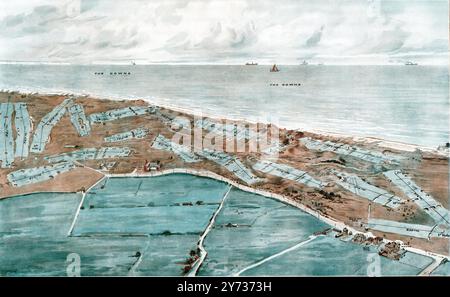 Showing the positions and distances of the eighteen holes :  A pictorial diagram of the Royal Cinque Ports Golf Course near Deal , Kent , chosen for this year's Amateur Championship 12 May 1923 Stock Photo