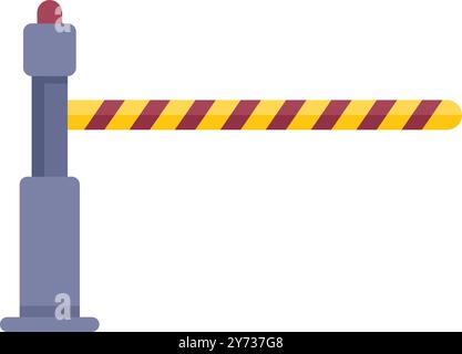 Automatic barrier gate is closing, restricting access to a secure area Stock Vector