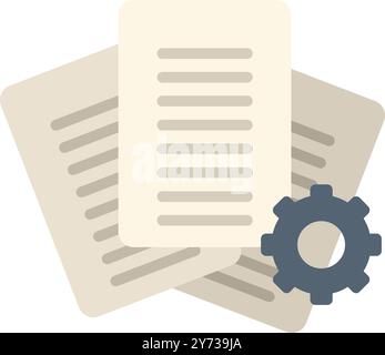 Automation process icon, workflow optimizing concept with paper documents and gear Stock Vector
