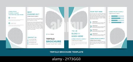 Corporate modern business trifold brochure template, trifold layout, letter, a4 size brochure. Stock Vector