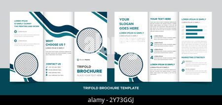Corporate modern business trifold brochure template, trifold layout, letter, a4 size brochure. Stock Vector