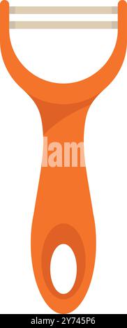 Orange peeler kitchen utensil with ergonomic handle for peeling vegetables and fruits isolated on white background Stock Vector