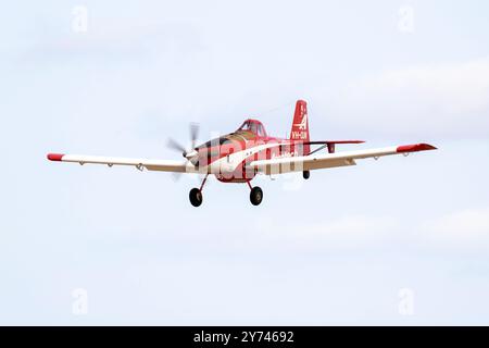 Aerotech Australasia Pty Ltd Air Tractor AT-802A (REG: VH-OUN) landing for a tech stop on ferry flight. Stock Photo