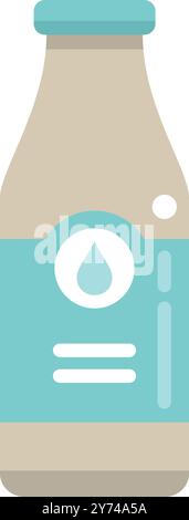 Glass bottle containing refreshing water with simple label design, isolated on white background Stock Vector