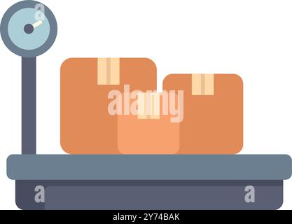 Warehouse scale is weighing three cardboard boxes Stock Vector
