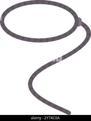 Lasso is folded in the air making a loop shape, traditional equipment of a cowboy Stock Vector