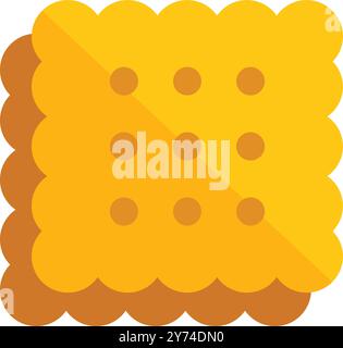 Simple flat vector illustration of a square cracker with dots, isolated on a white background Stock Vector