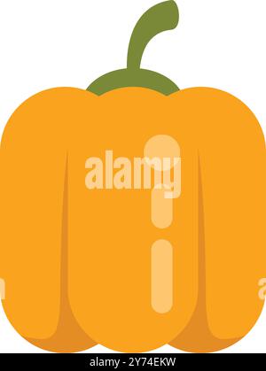Yellow bell pepper vegetable icon showing the stalk in a flat design illustration style Stock Vector