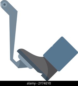 This vector illustration shows a foot with a shoe pushing down on a clutch pedal Stock Vector