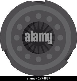 Old damaged car clutch disc with friction lining is lying on a white background Stock Vector