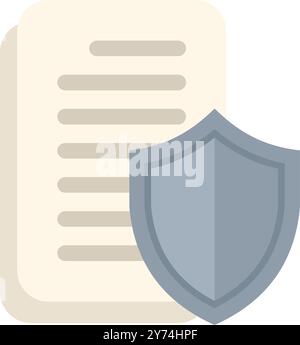 Icon showing a shield protecting a document, illustrating the concept of data protection Stock Vector