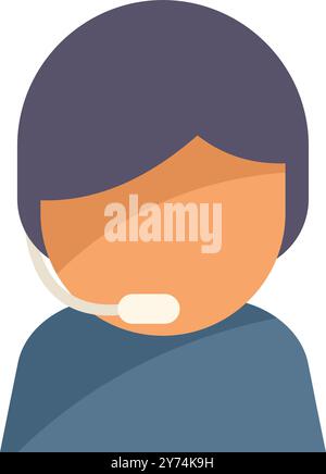 Simple icon of a male call center operator wearing a headset Stock Vector