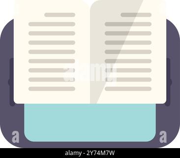 Open book lying on top of a tablet computer, concept for ebook, ebook reader and new technology Stock Vector