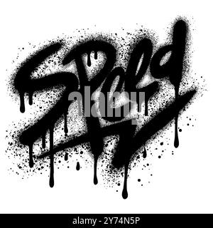 graffiti Speed text sprayed in black over white. Stock Vector