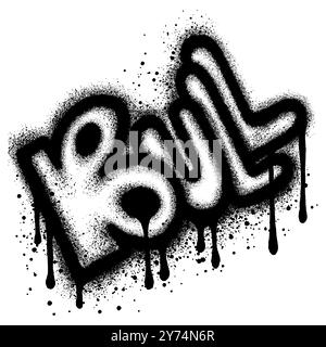 graffiti BULL text sprayed in black over white. Stock Vector