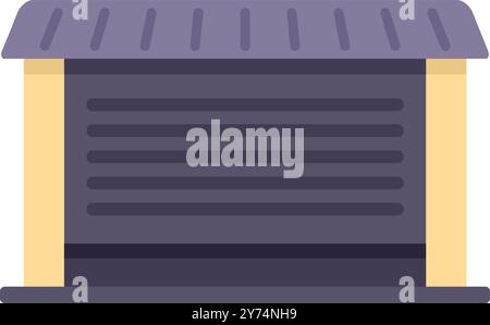 Building with closed roller shutter door protecting inside from burglars Stock Vector