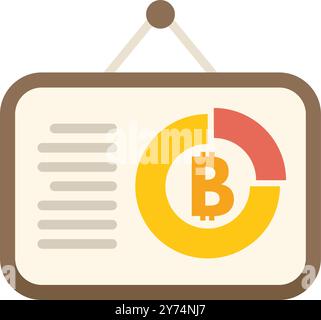 Presentation board showing a bitcoin cryptocurrency market analysis as a pie chart Stock Vector