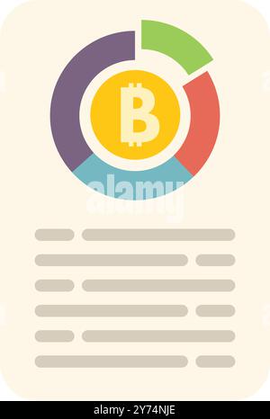 Document is displaying a pie chart representing the market share of bitcoin cryptocurrency Stock Vector