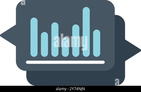 This vector icon shows a speech bubble containing a growing bar chart, representing data analytics and business growth Stock Vector