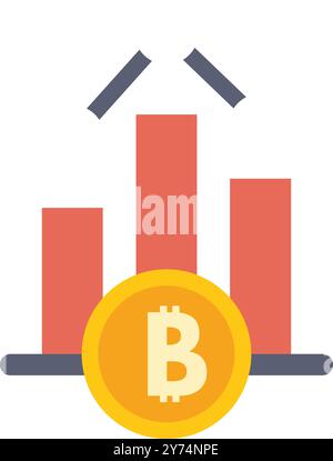 Graph is depicting a constant increase in value for the bitcoin cryptocurrency Stock Vector