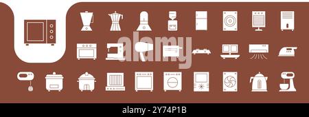 house appliances modern flat icon set collection vector design Stock Vector