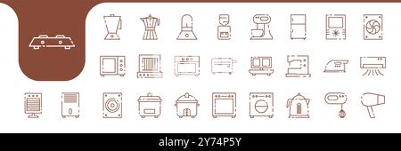 house appliances modern line icon set collection vector design Stock Vector