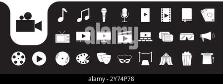 entertaiment flat icon set collection vector design Stock Vector