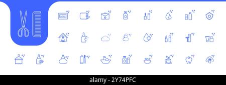 Body treatment cleaning icons, set design vector Stock Vector