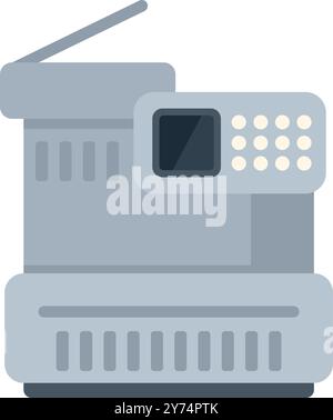 Multifunction printer with scanner and fax standing on white background, a digital device for printing, scanning, and copying documents Stock Vector