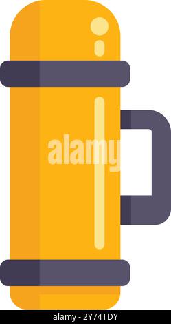 Yellow thermos flask with handle, keeping your drinks hot or cold for hours, perfect for outdoor activities or everyday use Stock Vector