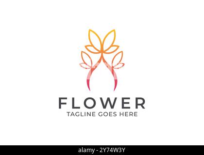 Abstract flower beauty spa fashion logo icon vector template illustration design with classic style. Stock Vector