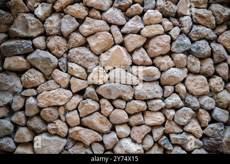 Igneous rocks are neatly arranged into walls Stock Photo