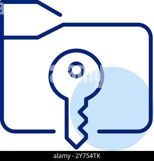 Folder with key. Confidential or private documents. Secure data access. Pixel perfect, editable stroke vector icon Stock Vector