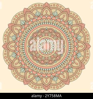 Decorative Colorful Floral Mandala Design. Ornament Vector Illustration with Background. Stock Vector