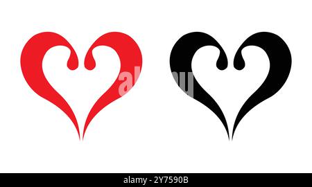 Red and black heart vector icons. Vector hearts for valentine day. Sign or symbol of heart. Stock Vector