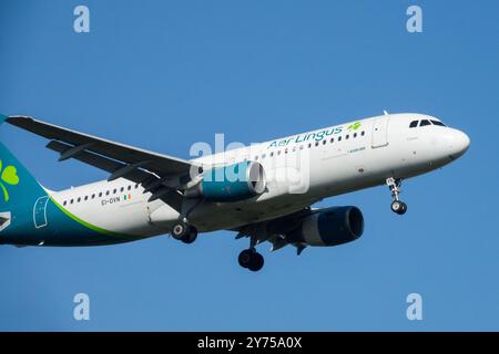 Airbus A320 Plane Aer Lingus Airways Airline Airlines Operated Commercial Plane Aircraft Airplane Aeroplane Jetliner Passenger Jet Airliner Flight Sky Stock Photo