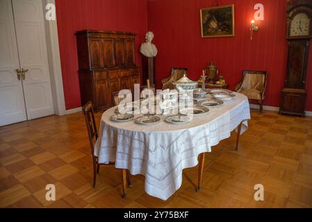 NOVOSPASSKOYE, RUSSIA - JULY 13, 2024: Fragment of the dining room in the museum-estate of composer M.I. Glinka. Novospasskoye, Smolensk region Stock Photo