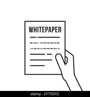 black thin line hand holding whitepaper Stock Vector