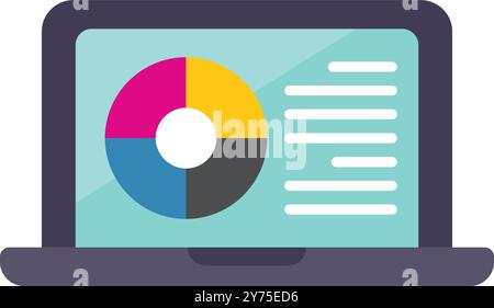 Laptop displaying business chart and analysis data, representing market research and financial performance Stock Vector