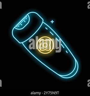 Glowing neon line electric epilator icon isolated on black background. Hair removal. Depilation. Vector illustration Stock Vector