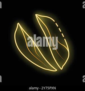 Glowing neon sign depicting a pistachio nut illuminating a dark background Stock Vector
