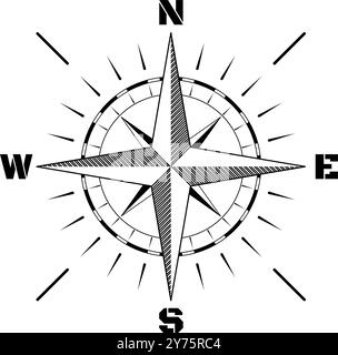 Compass rose icon symbol. Flat vector illustration Stock Vector