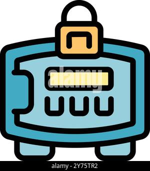 Electronic device for processing payments is secured with a padlock, ensuring safe and protected financial transactions Stock Vector
