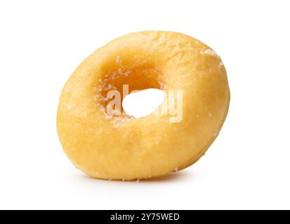 Front view of brown sugar glazed cinnamon donut is isolated on white background with clipping path. Stock Photo