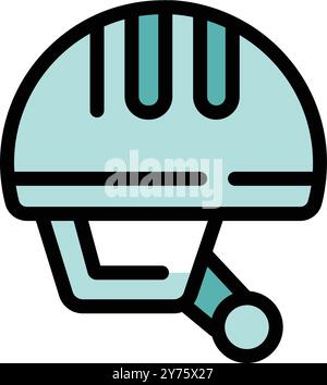 This icon of a climbing helmet with a headlamp is perfect for projects related to climbing, safety, and outdoor adventure Stock Vector