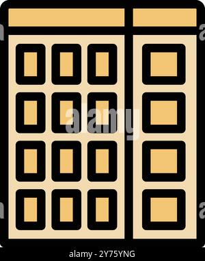 Simple stylized drawing representing a multi storey building facade with many windows Stock Vector