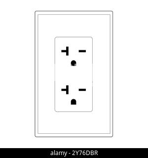 Double US Electric Power Wall Outlet 20A concept icon in thin line style Stock Vector