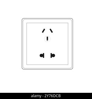 86 Type Wall Socket Panel 5-Pins Outlet Electric 10A Electrical Plugs Sockets 2 Holes And 3 Holes Pure White Stock Vector